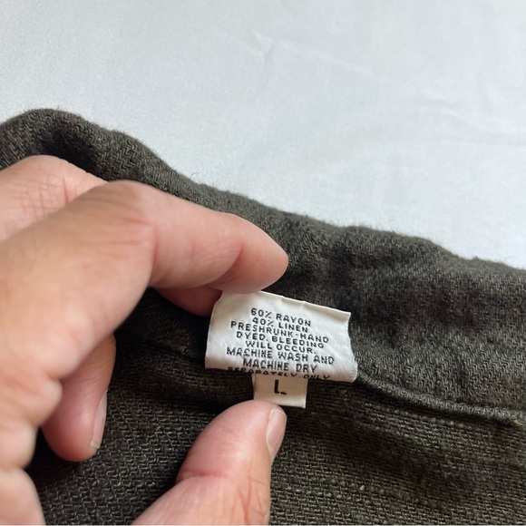 CP SHADES dark olive army green button up lagenlook boxy long sleeve shacket - Picture 5 of 5